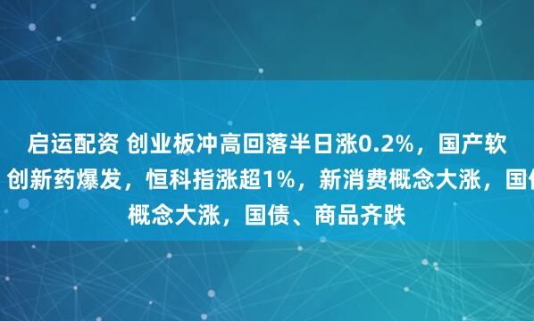 启运配资 创业板冲高回落半日涨0.2%，国产软件盘中拉升，创新药爆发，恒科指涨超1%，新消费概念大涨，国债、商品齐跌